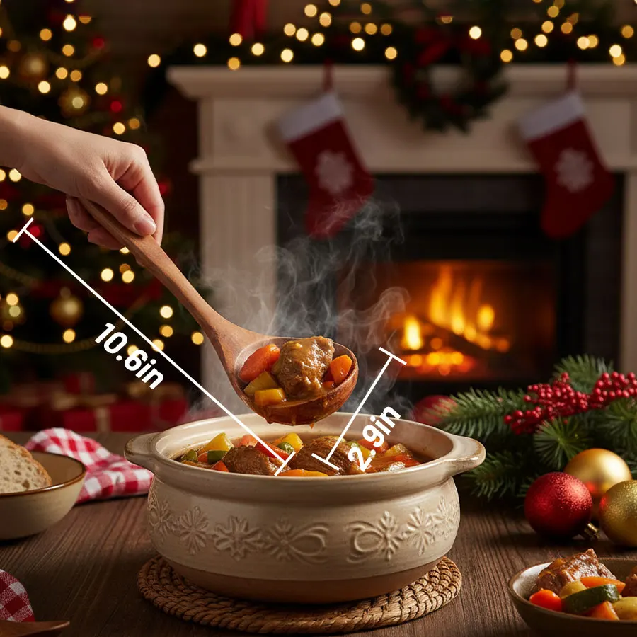 Wooden Soup Ladle, Durable Kitchen Serving Spoon Scooper, Non Scratch Wood Ladle Tableware For Cooking, Stirring Soup