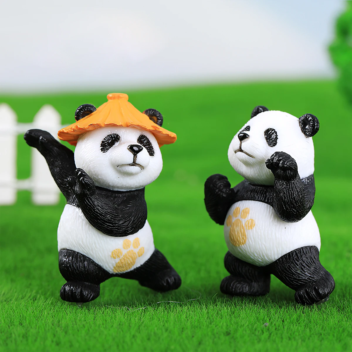 4 pieces, mini practice panda garden potted plant decoration, potted micro-landscape panda accessories