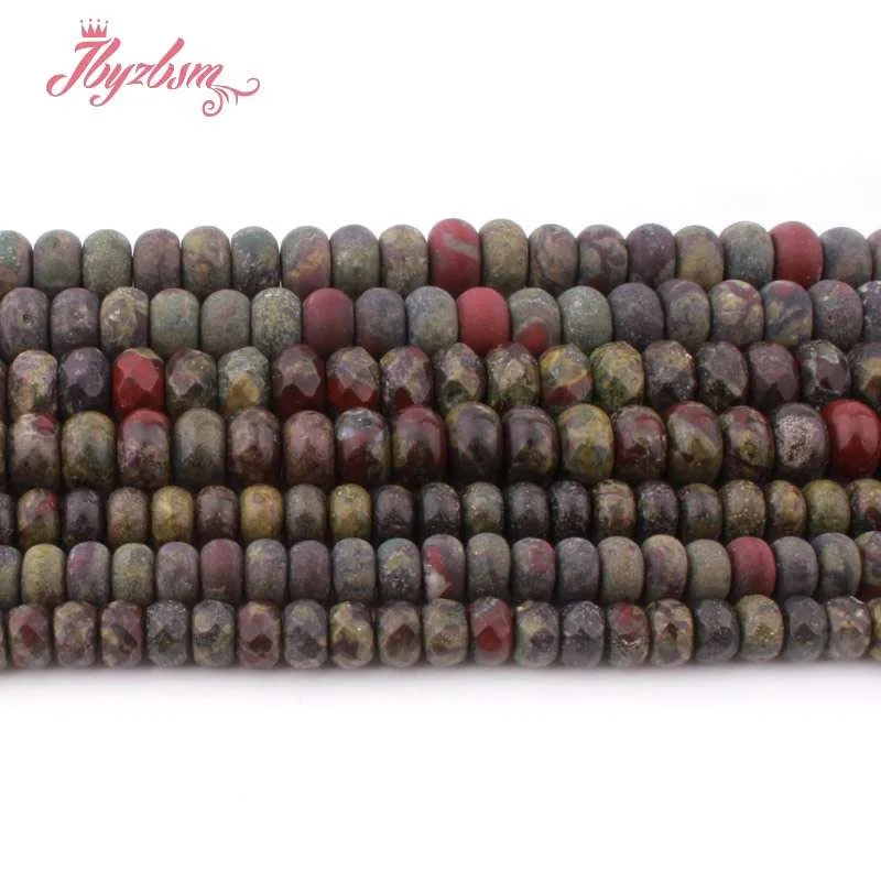 

3x6/4x8mm Natural Dragon Blooded Tumbled Beads Stone Rondelle Loose DIY Strand 15" For Jewelry Making DIY Necklace Free shipping