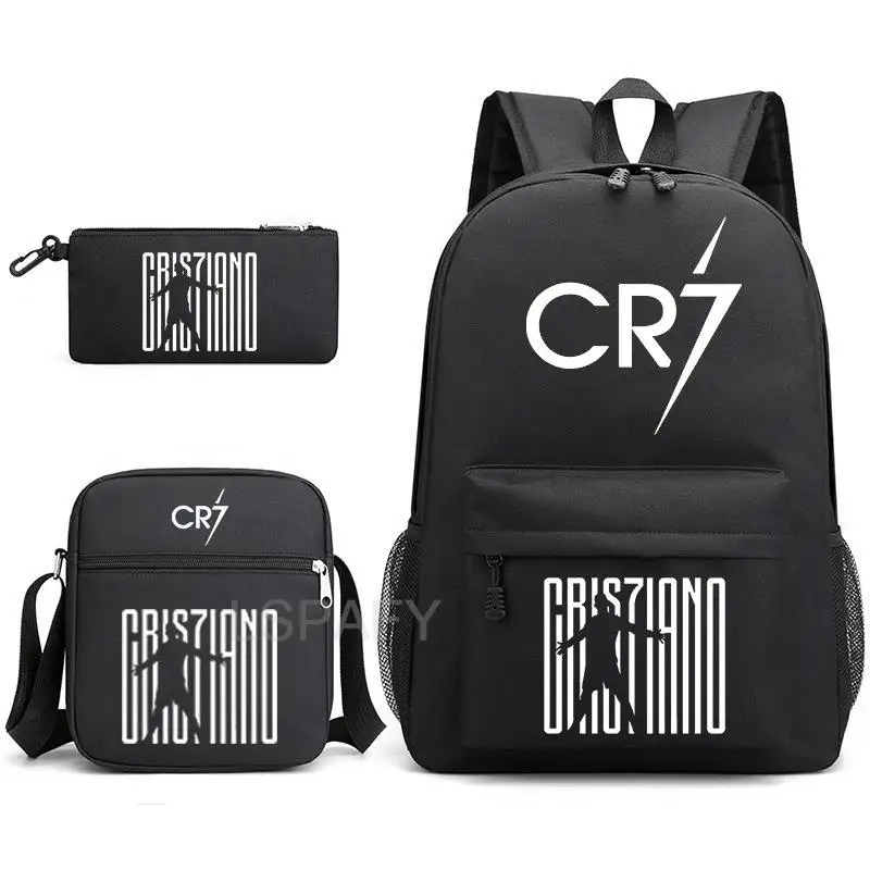 청소년을 위한 CR7 학교 가방, 캐주얼 여행 노트북 배낭 3 인 1 Mochilas 어깨 가방