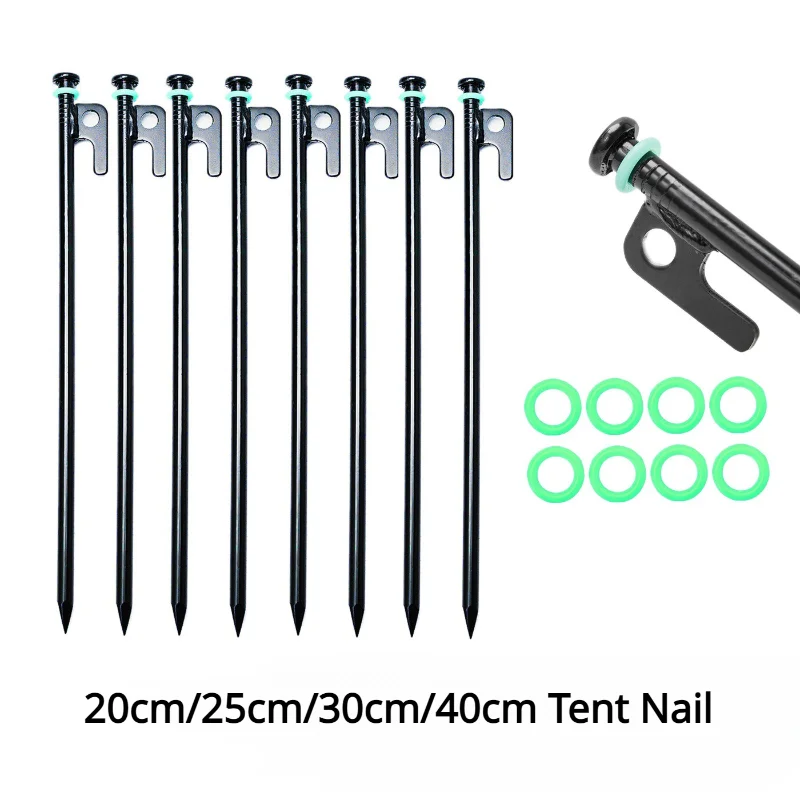 8pcs 202530cm Tent Nail Durable High Strength Steel With Hole Black Ground Stakes Outdoor 