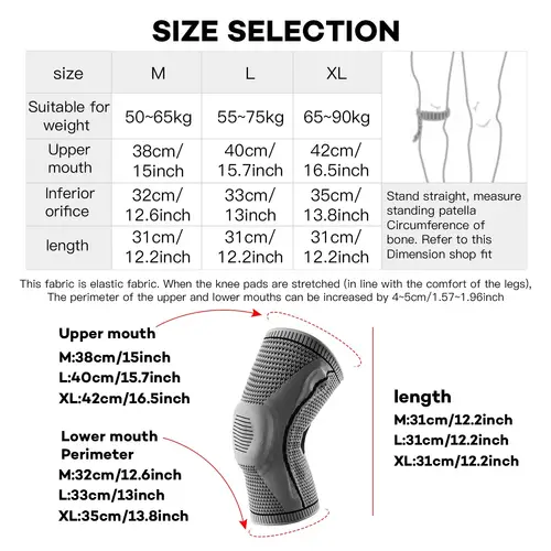 1PC Silicone Knee Pads Strap Patella Medial Support Meniscus Compression Knee Braces for Running Sport Knee Protection - Image 6