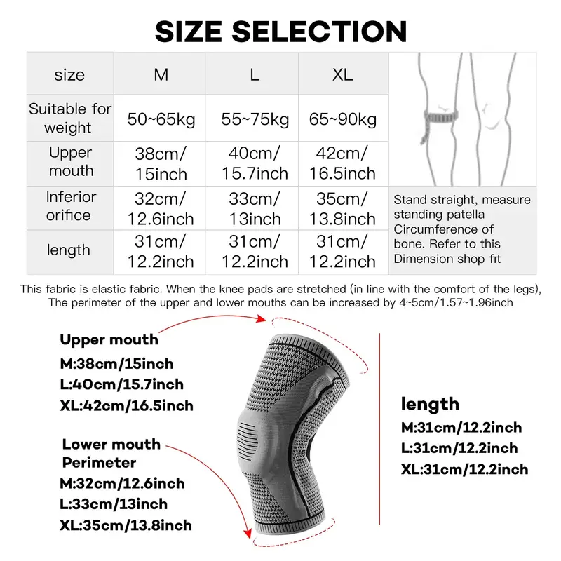 1PC Silicone Knee Pads Strap Patella Medial Support Meniscus Compression Knee Braces for Running Sport Knee Protection - Image 6