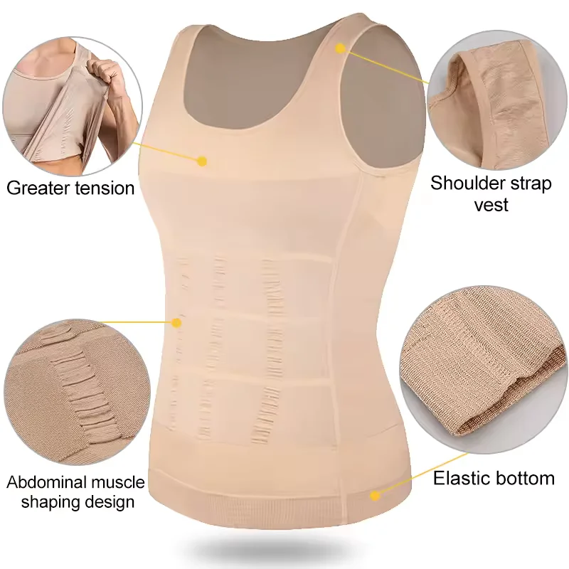 Men's Slimming Vest Compression Body Shaper Sleeveless Tank Top for Abdomen Training Workout