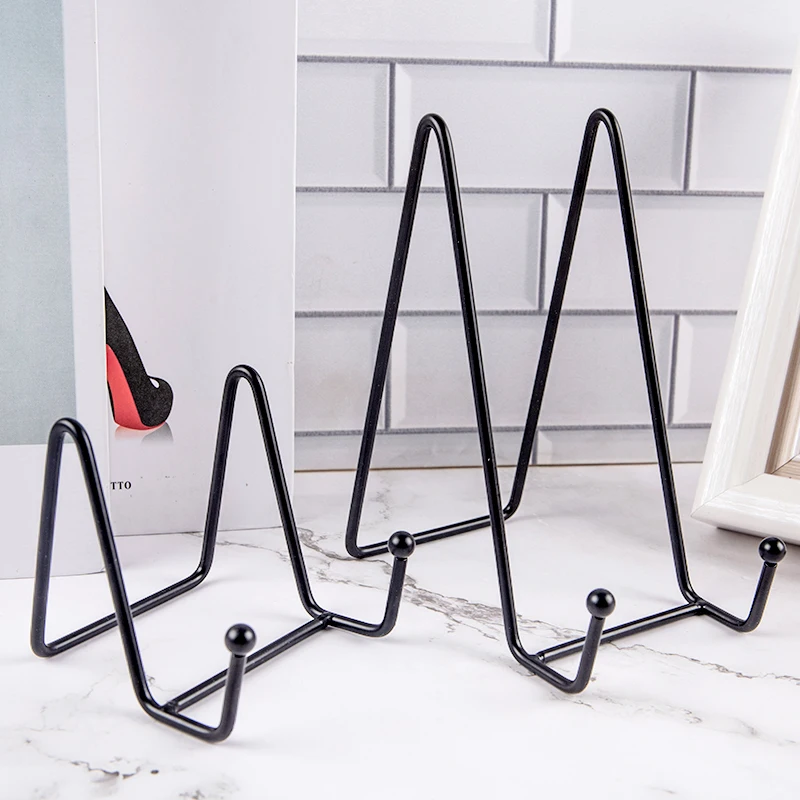Metal Plate Display Stand Picture Easel Stands Holder Display Pictures Frame Photo Decorative Plate Dish Tabletop Arts 1pc plate display stand