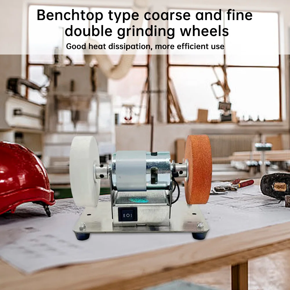 100W Double Grinder Machine Artifact Table Grinder Motor Micro Coarse and Fine Polishing Electric Grinding Wheel Grindig Stone grinding wheel electric polisher wood grinding wheel