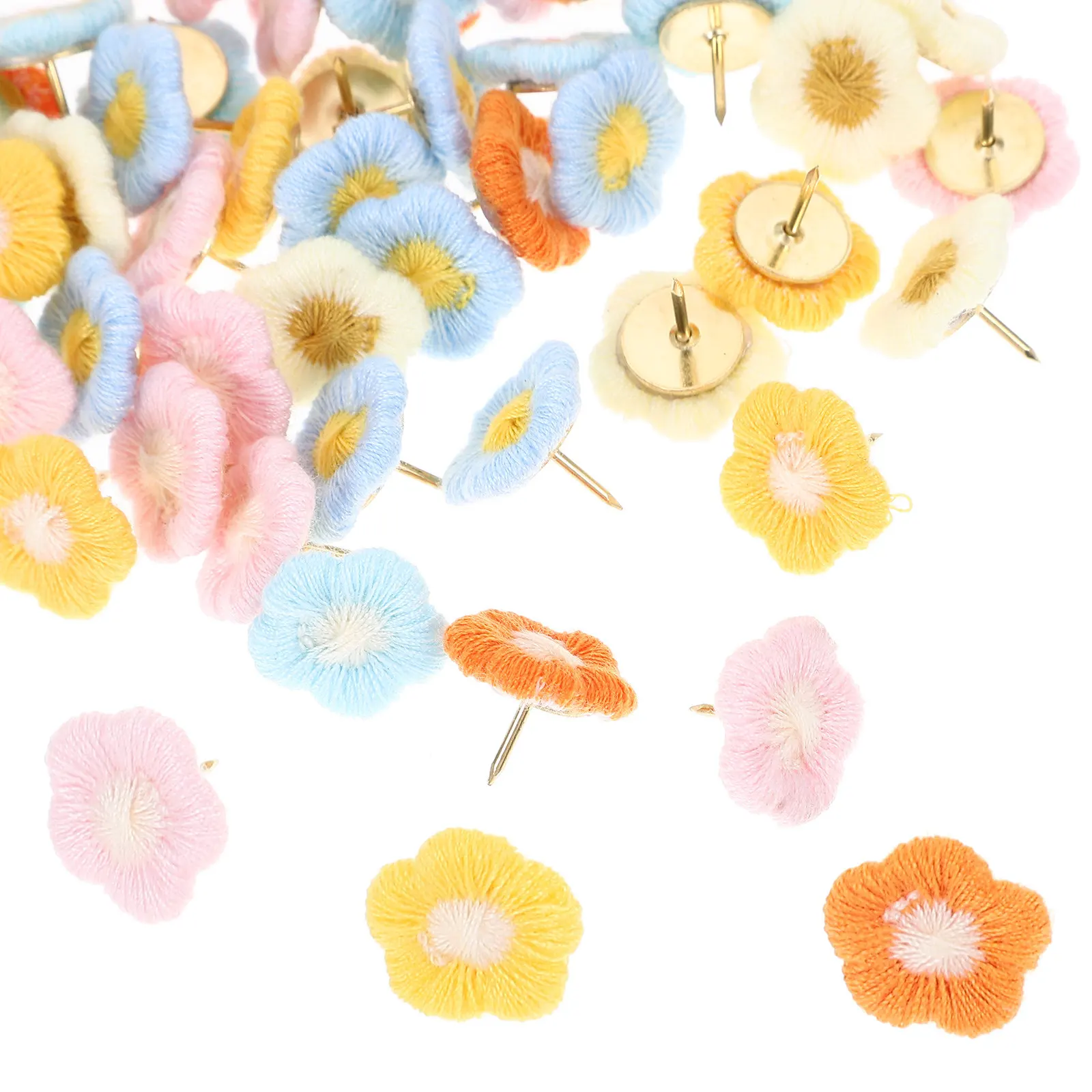 60Pcs 꽃 모양의 푸시핀 사무실 책상 액세서리에 편리한 일상 사용용 압정 지도 액세서리 사진 벽 장식