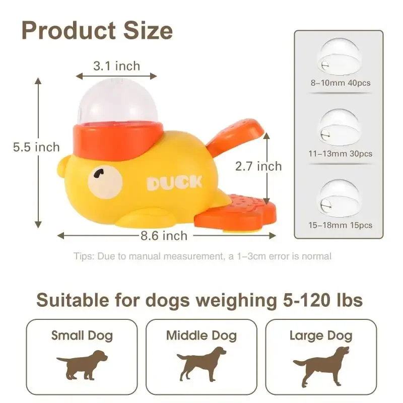 2-in-1 Interactive Dog Toy Pet Automatic Food Treat Dispenser Cartoon Duck Design Slow Food Pet Snack Feeder for Dog Training 6