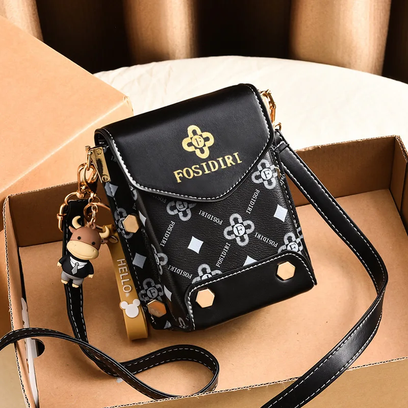 Women Crossbody Bag Vintage Small Square Bag Cell Phone Smartphone Shoulder Bag Wallet With Strap Solid PU Casual Purse Handbag