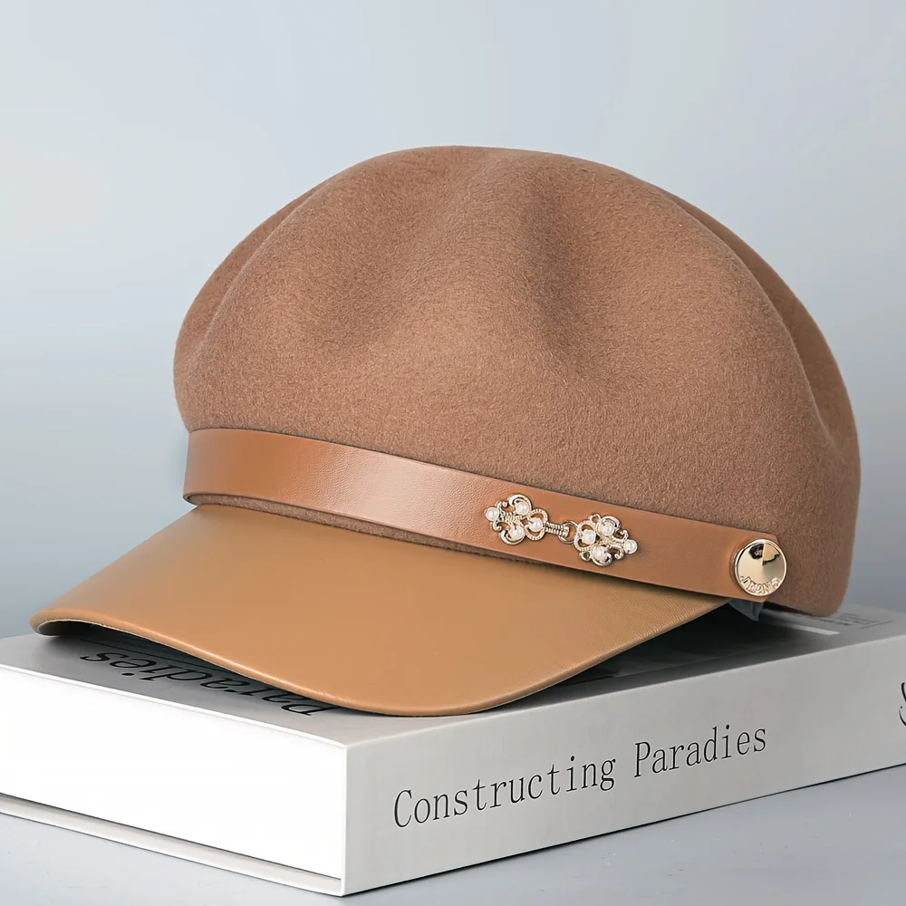 Autumn and Winter Korean Fashion Versatile British Beret Octagonal Hat Winter Cute Duck Tongue Hat Casual Woolen