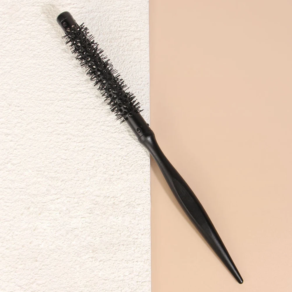 Hair Round Brush Comb Small Nylon Bristles Brush With Wooden Handle, For Curly Wavy Thick Thin Hair 5