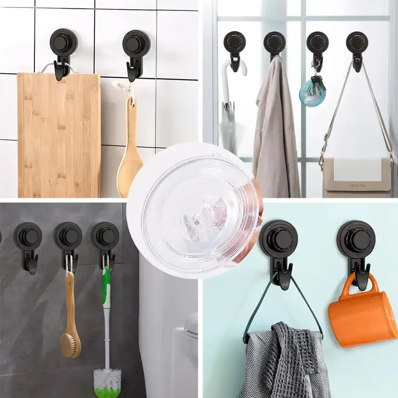 Rotating Suction Cup Hooks Strong Self Adhesive Door Wall Vacuum Hooks Wall  Mounted Waterproof Suction Cup Hook