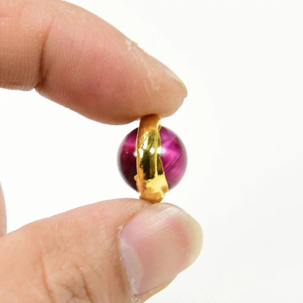 APDGG 10Pcs 16MM Fuchsia Tiger Eye Coloured Glaze Loose Beads Gold Plated Connector Spacer Beads For Necklace Jewelry DIY