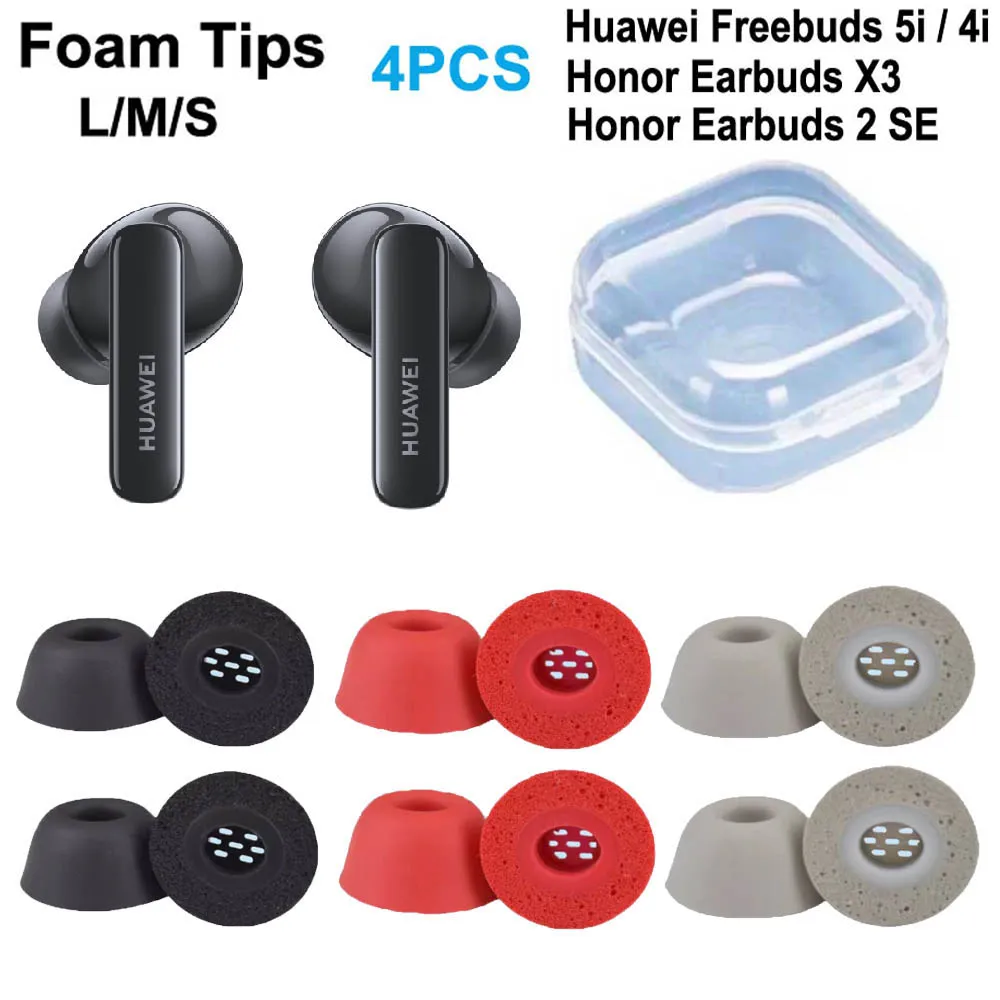 

4PCS Memory Foam Ear Tips For Huawei Freebuds 4i 5i Honor Earbuds X3 2SE Ear Tips Earplugs Ear Pads Caps Plugs Case Covers