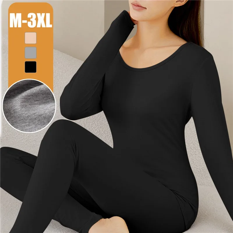 Autumn Winter Women's Thermal Underwear Set Long Johns Base Layer Fleece Lined Soft Top Bottom 2 Pieces Set Thermal Sets