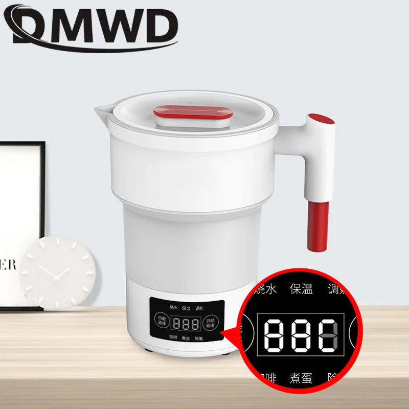DMWD Folding Electric Kettle Portable Compression Foldable Water Bolier Silicone Thermo Coffee Tea Pot Temperature Control 220V 3