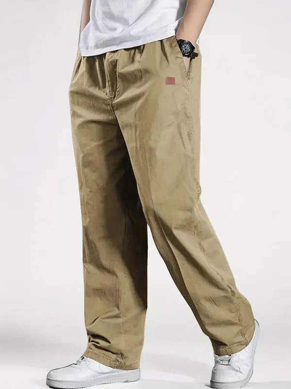 New Cargo Pants Men's Loose Straight Oversize Clothing Solid Grey Versatile Work Wear Black Joggers Cotton Casual Male Trousers 4