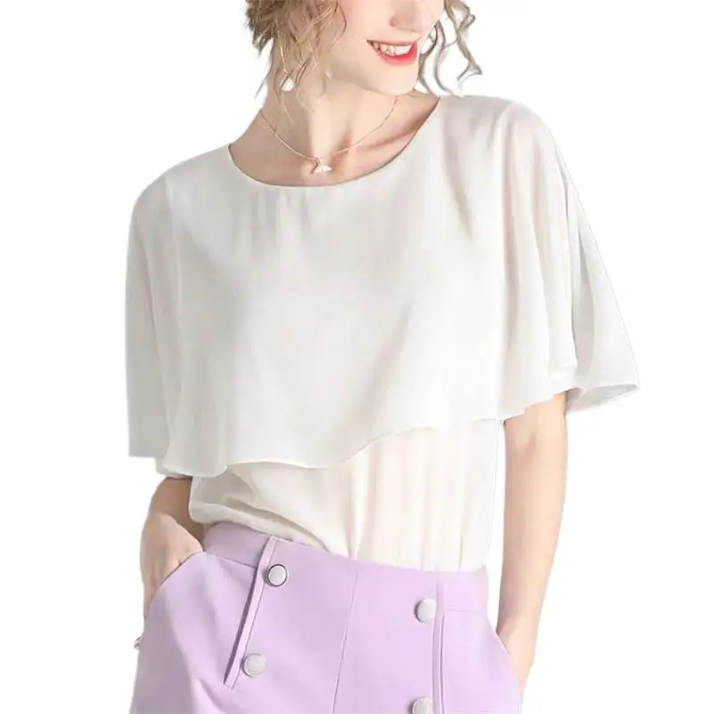 

Women Chiffon Blouse Summer Elegant Shirts Office Lady Batwing Sleeve Tops Female Blouses Blusas Mujer De Moda 2023verano