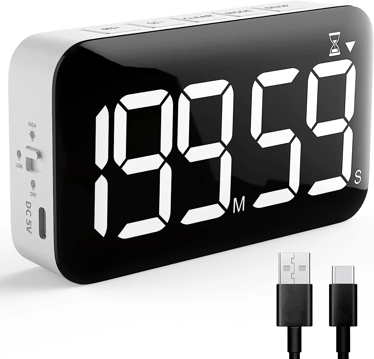 

Rechargeable Digital Kitchen Timer Large Large LED Magnetic Timer Count Up Countdown Timer Cooking Shower Study Stopwatch Timer