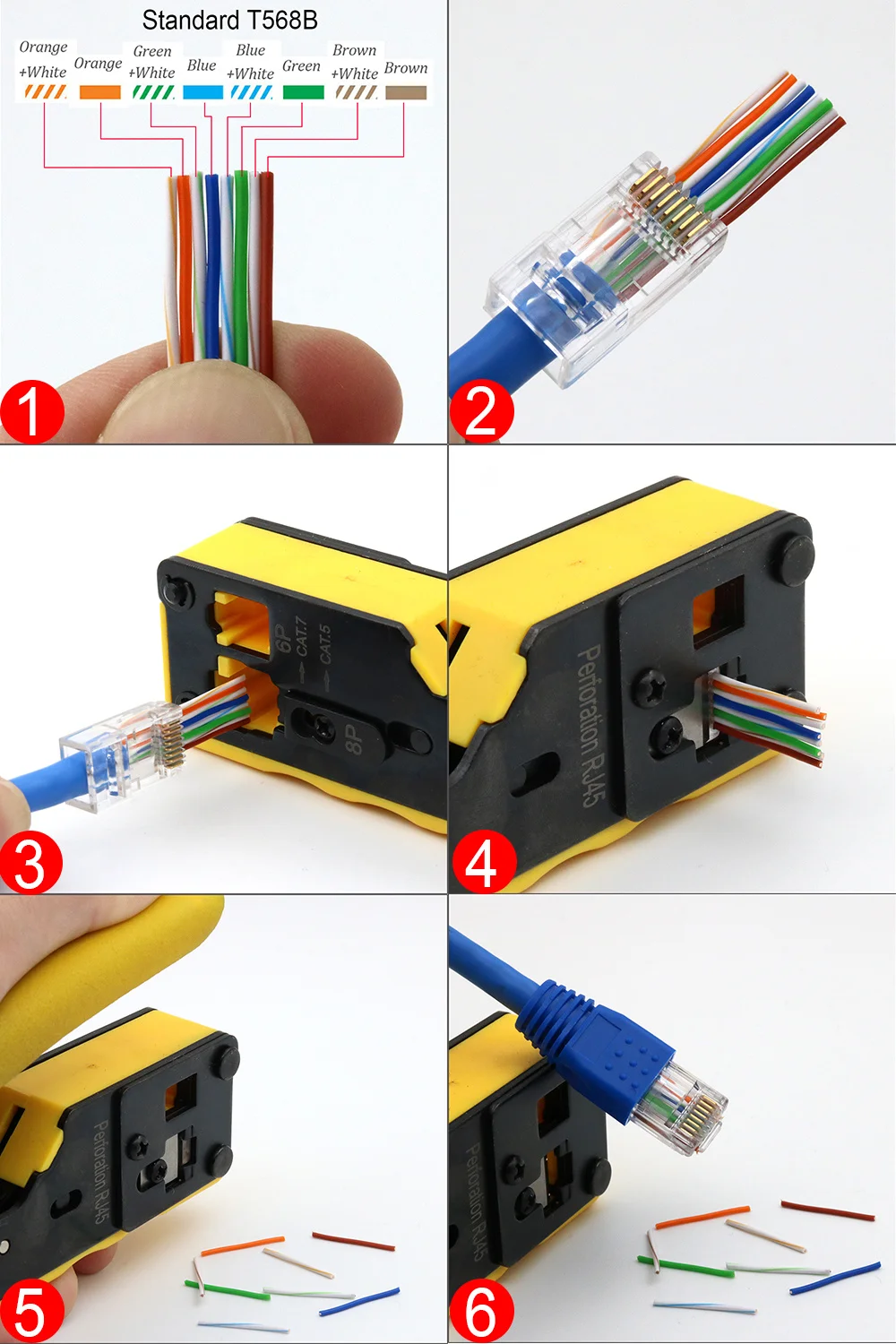 Hoolnx Pass Through Network Crimp Alicatadores, Ferramenta