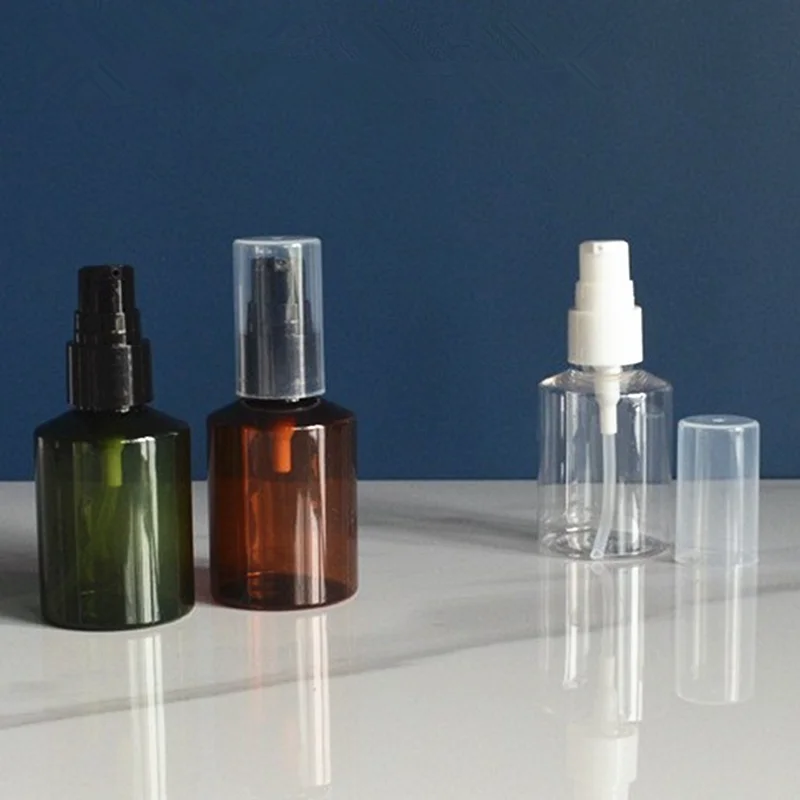 

50 шт/лот 60 мл янтарная прозрачная пластиковая пустая эмульсия бутылка для лосьона с наклонным плечом Зеленая Бутылка для эфирного масла ПЭТ с сывороточным насосом