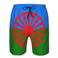 Romani People Rom Gypsy Flag Mens Swim Trunks Qucik Dry Board Beach Shorts Bathing Suit for Men Boardshorts Lightweight 1
