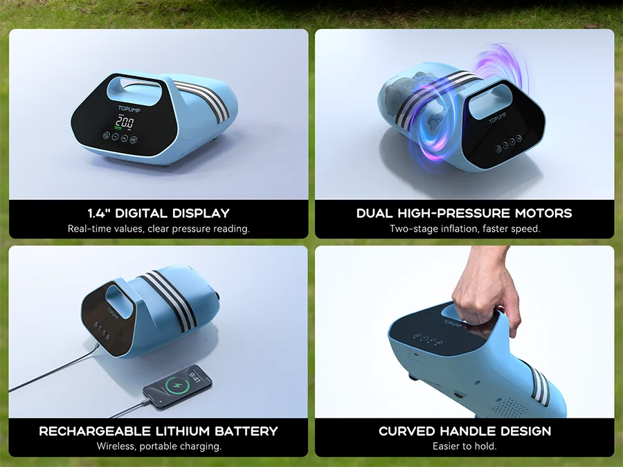 電動5200mAh 20PSIインフレータブルSUPポンプ 12V高速デュアル