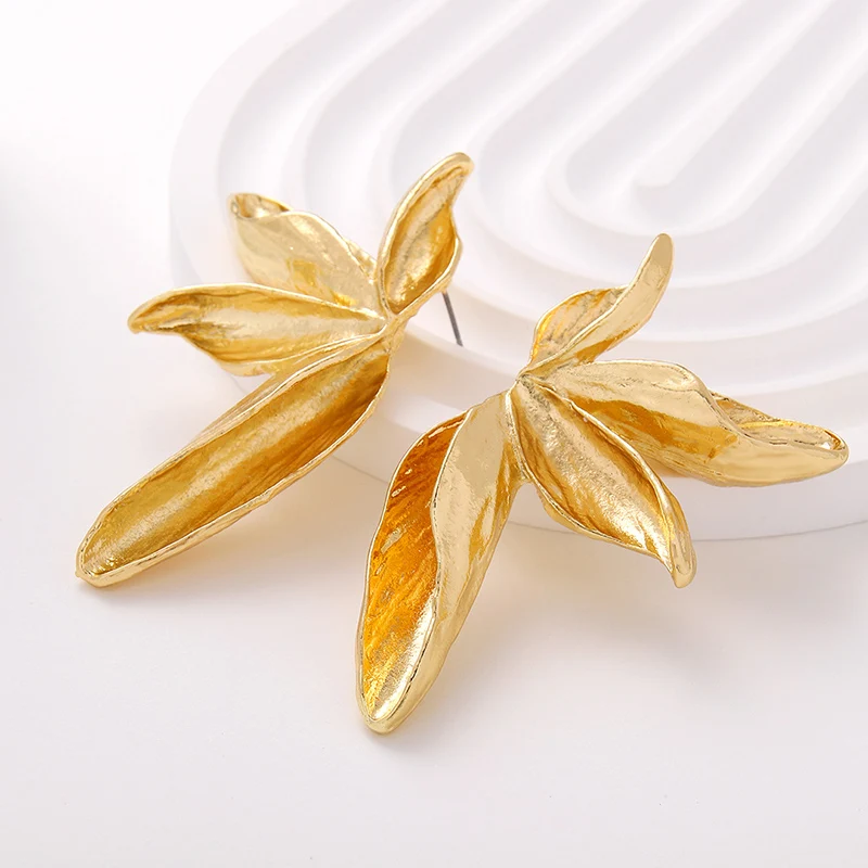Floral Post Earrings In Fine Silk Alloy With Zircon Sparkling Elegant Everyday Jewelry For Women 4cm