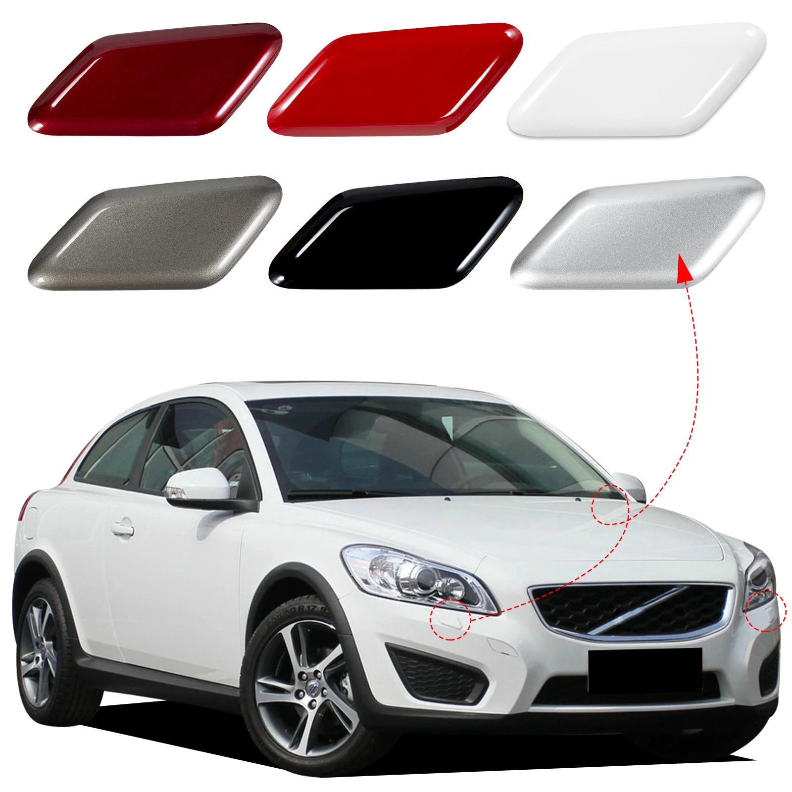 Front Bumper Headlight Washer Cover Cap For Volvo C30 2010 2011 2012 2013 39863927 39863944