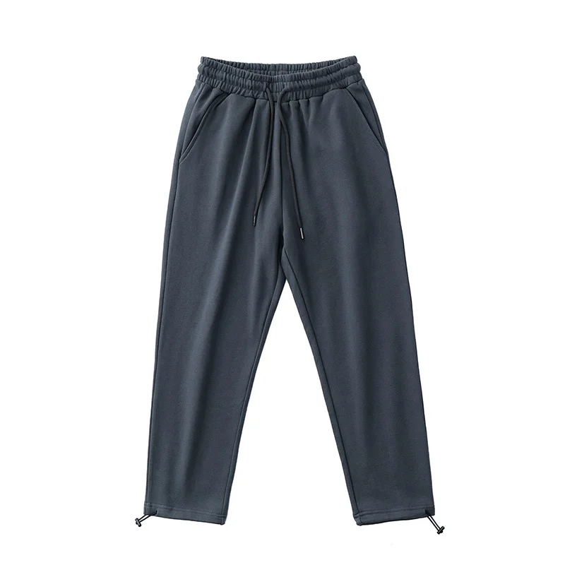 

Men 's Spring and Sweatpants Autumn New Japanese Style Lazy Cotton Knitted Drawstring Loose Straight Casual Sports Pants
