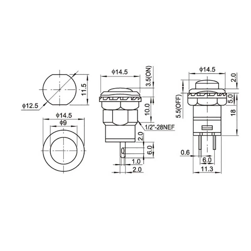 6 stücke Selbst-Lock/Momentary Druckschalter DS228 DS428 12mm OFF- ON Druckschalter 3A/125VAC 1,5 A/250VAC DS-228 DS-428 – Detail 18