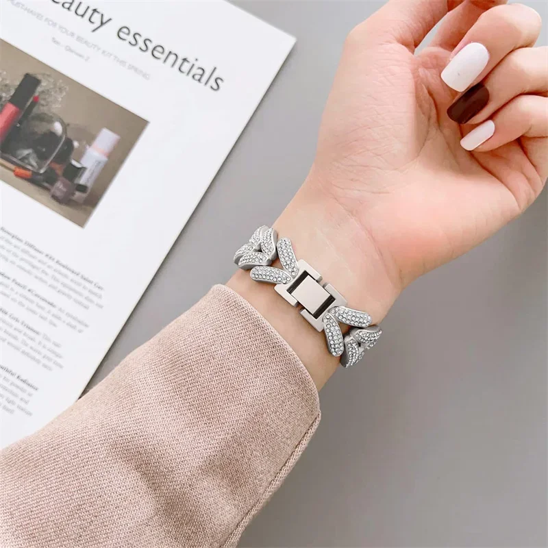 Elegant Diamond Metal Strap Bracelet for Women – Premium Watch Band Replacement