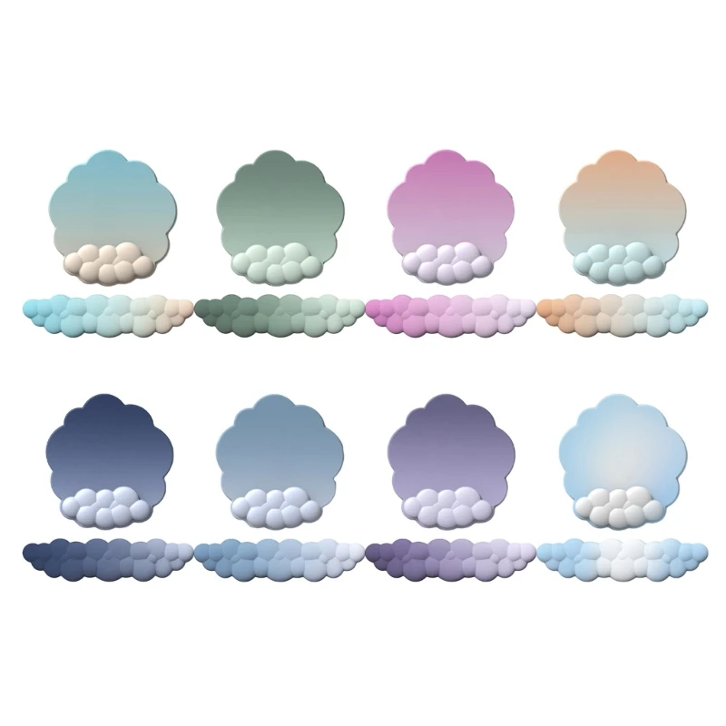 

Подставка для запястий в форме облака. Противоскользящая силиконовая основа. Коврик для мыши из полиуретана и пены с эффектом