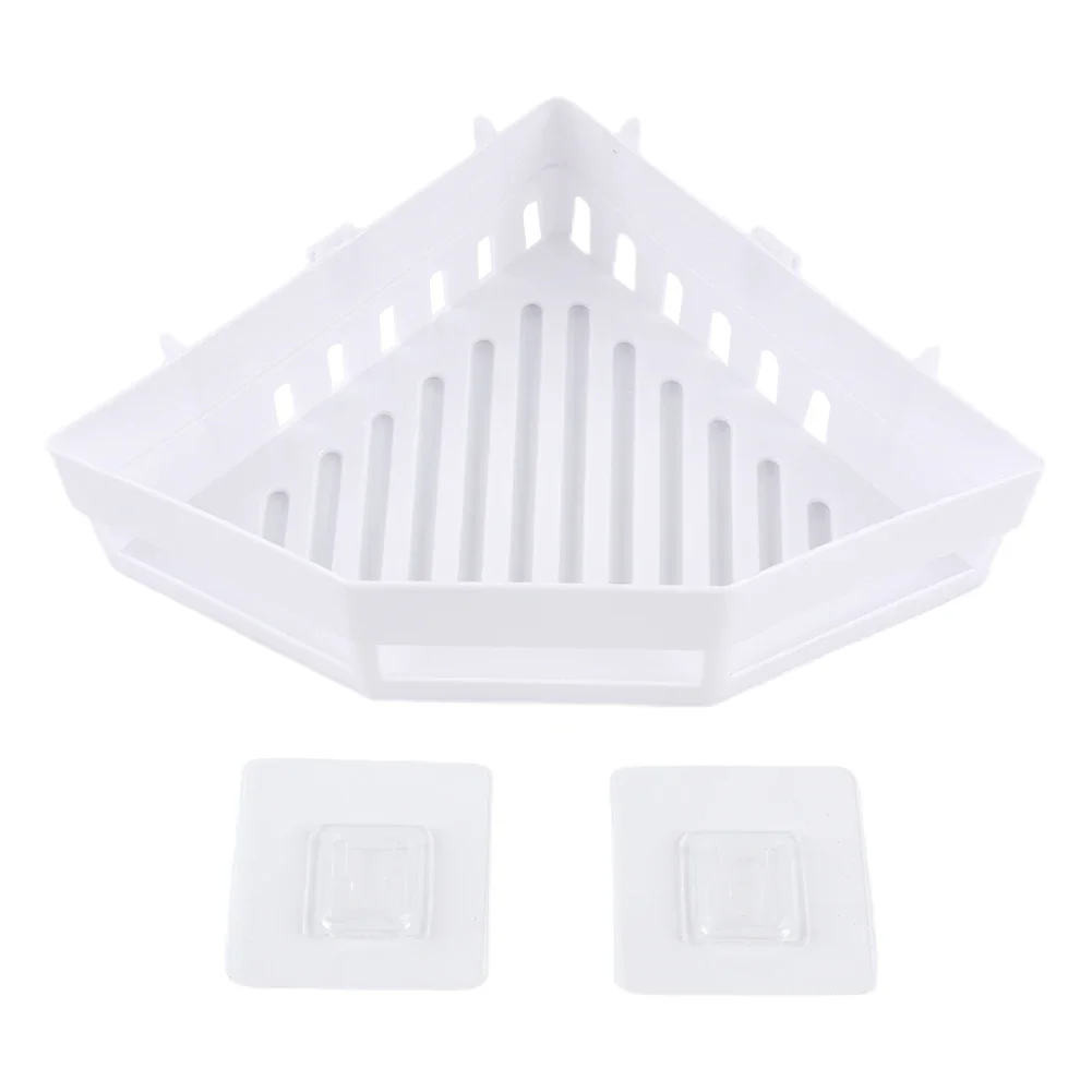 Plastic Triangle Bathroom Shelf Organizer Shampoo Gel Storage Basket Bathroom Corner Shower Rack Holder White Gray Pink 2