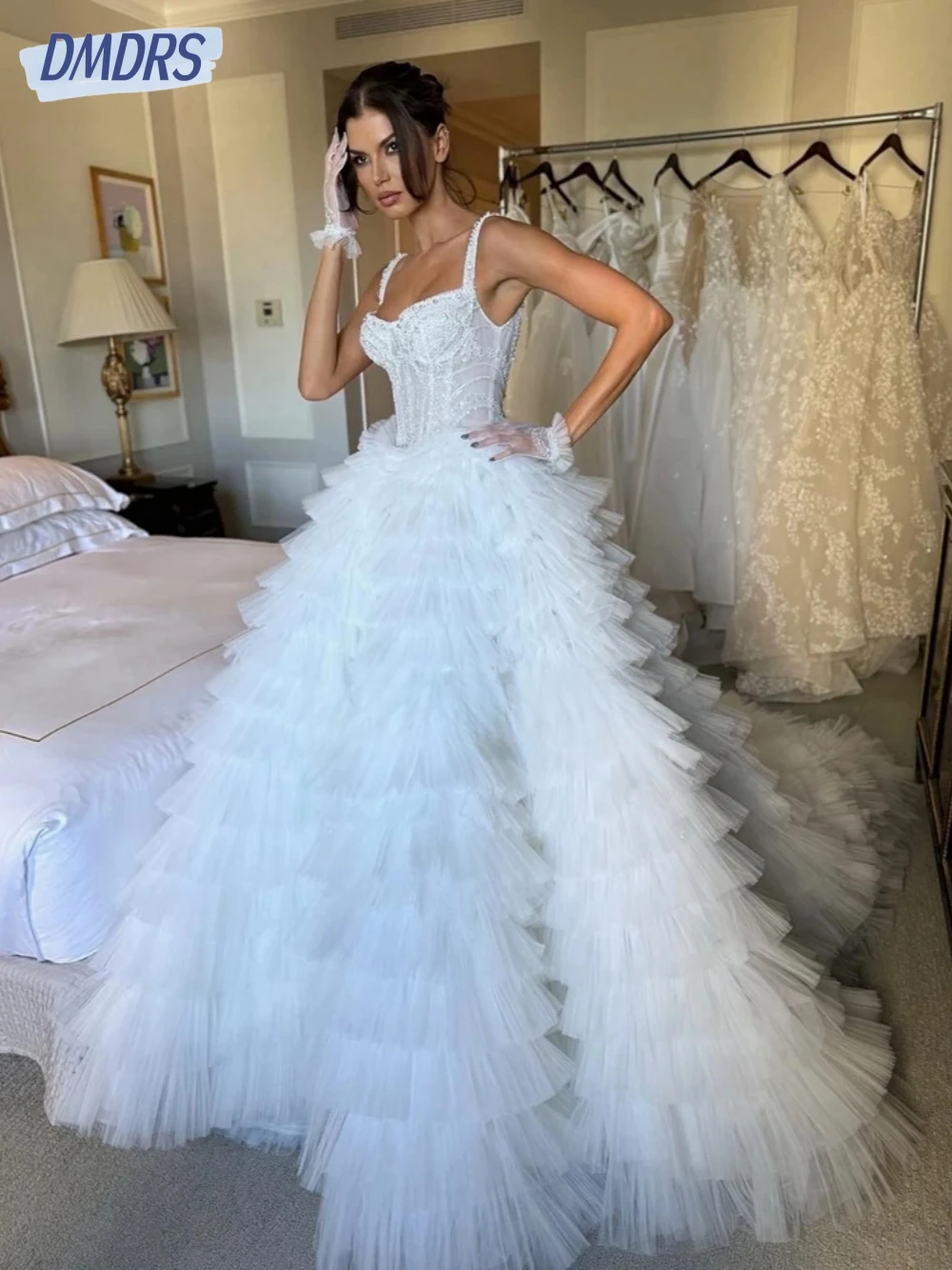 

Classic Sweetheart Neck Wedding Dresses Romantic Spaghetti Straps Dress For Bride Floor-length Bridal Gown Vestido De Novia