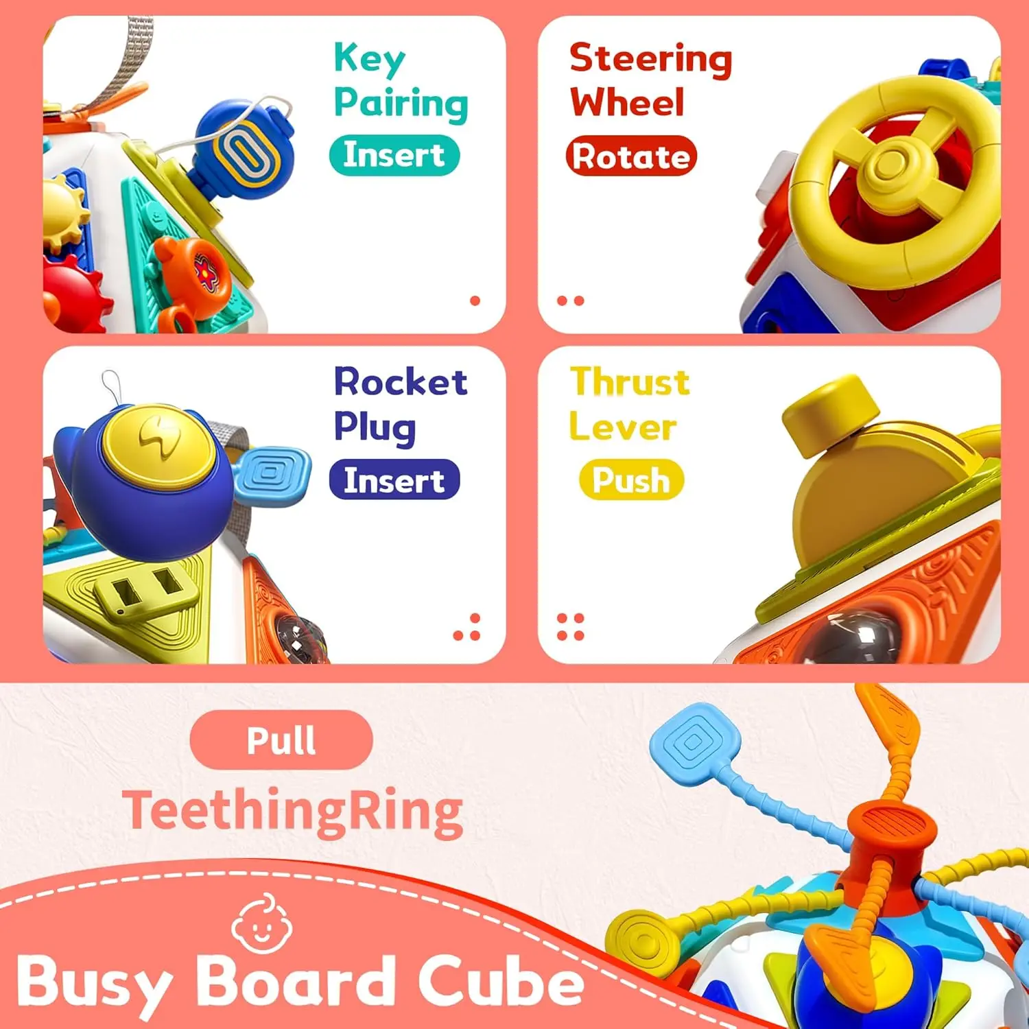 22 In 1 Montessori Baby Busy Board Cube Sensory Toys Toddler Educational Travel Lock Box Fine Motor Skill Learning_voghion.com