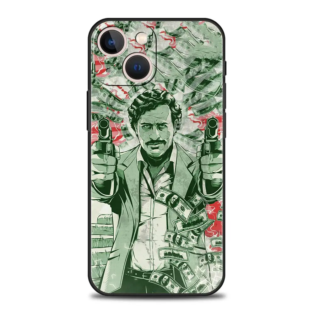 Luxurious Black Silicone Phone Case Inspired by Narcos TV Series Featuring Pablo Escobar Design