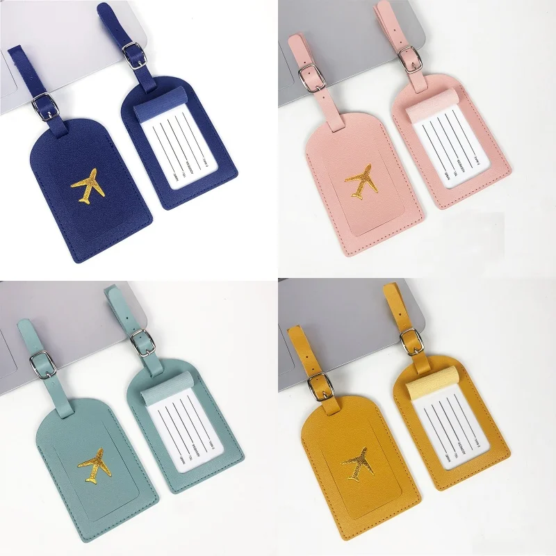PU Leather Luggage Tag Fashion Candy Dopamine Color Scheme Stamping Airplane Signature Paper Aircraft