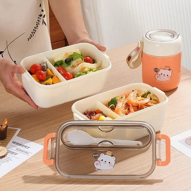 AJW-Boîte à Bento Sans Fuite. Boîte à Déjeuner De Travail Portable à 2