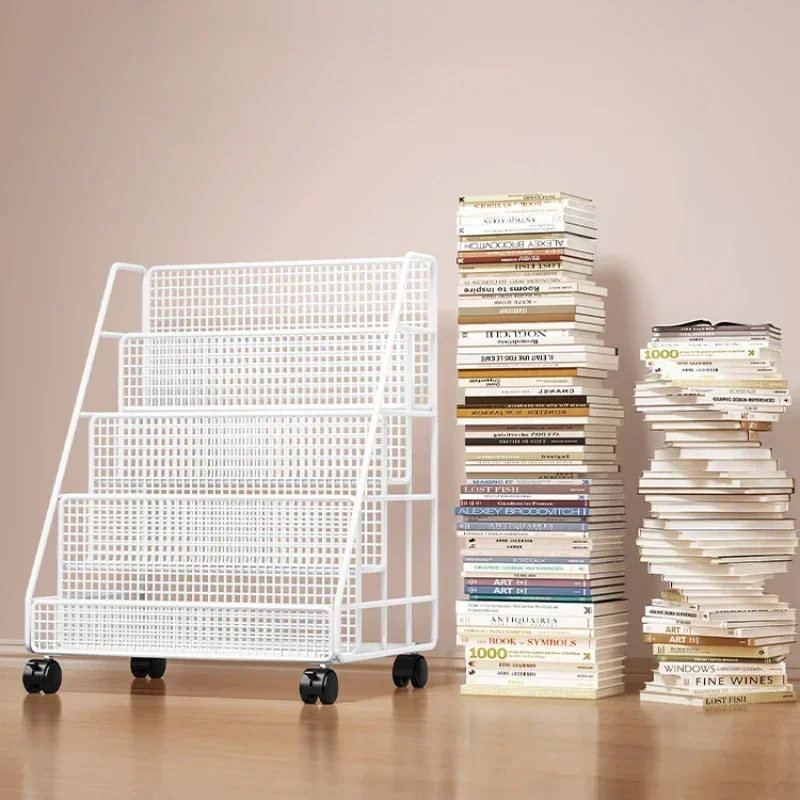 Mobile Shelf Folding Rotating Bookcase Books Motorcycle Helmet Warehouse Shelf Storage Home Decoration Book Shelves Umbrella
