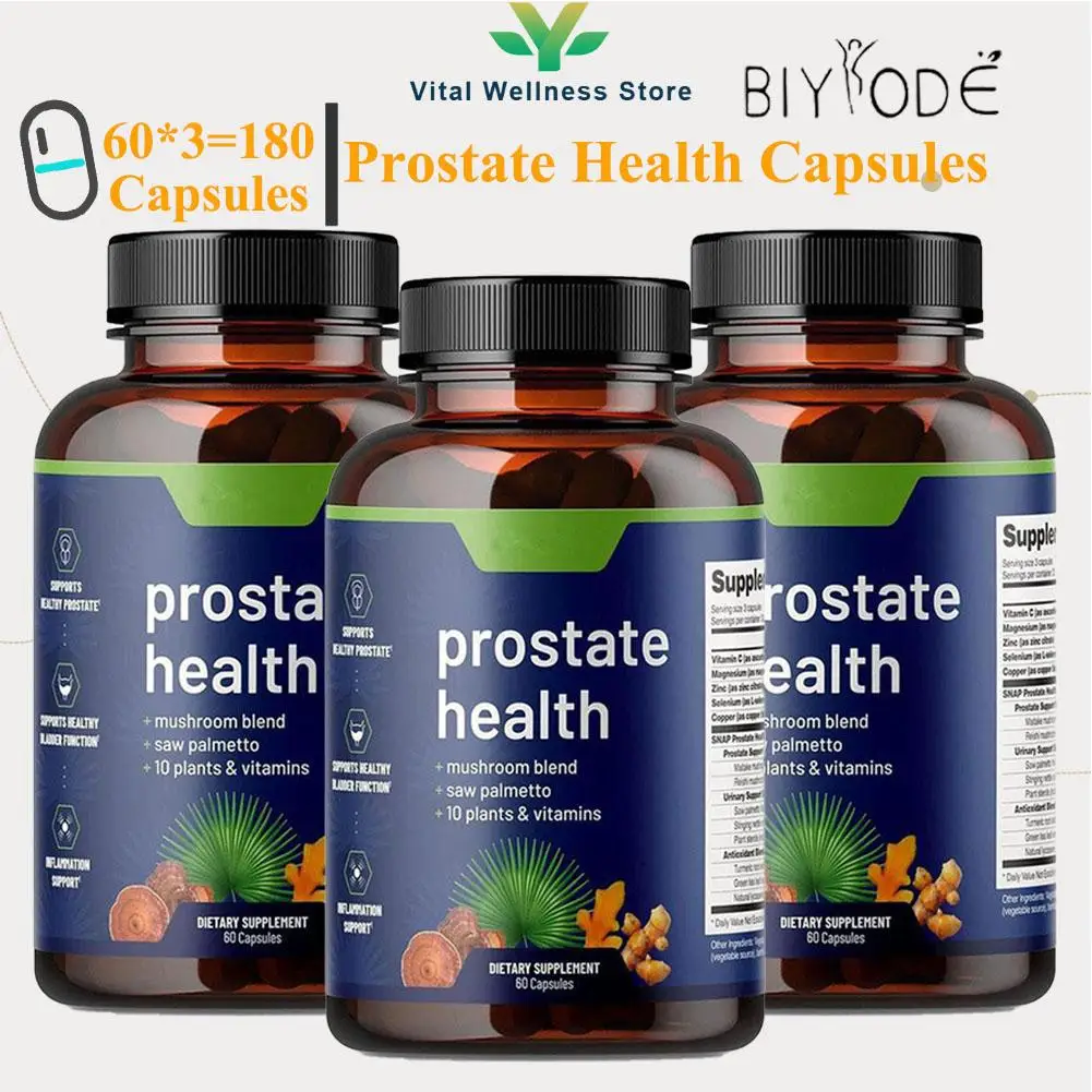 3 Bottles Saw Palmetto Prostate Capsules- Urinary Tract Health Frequent Urination Bladder Support For Men's Prostate Health