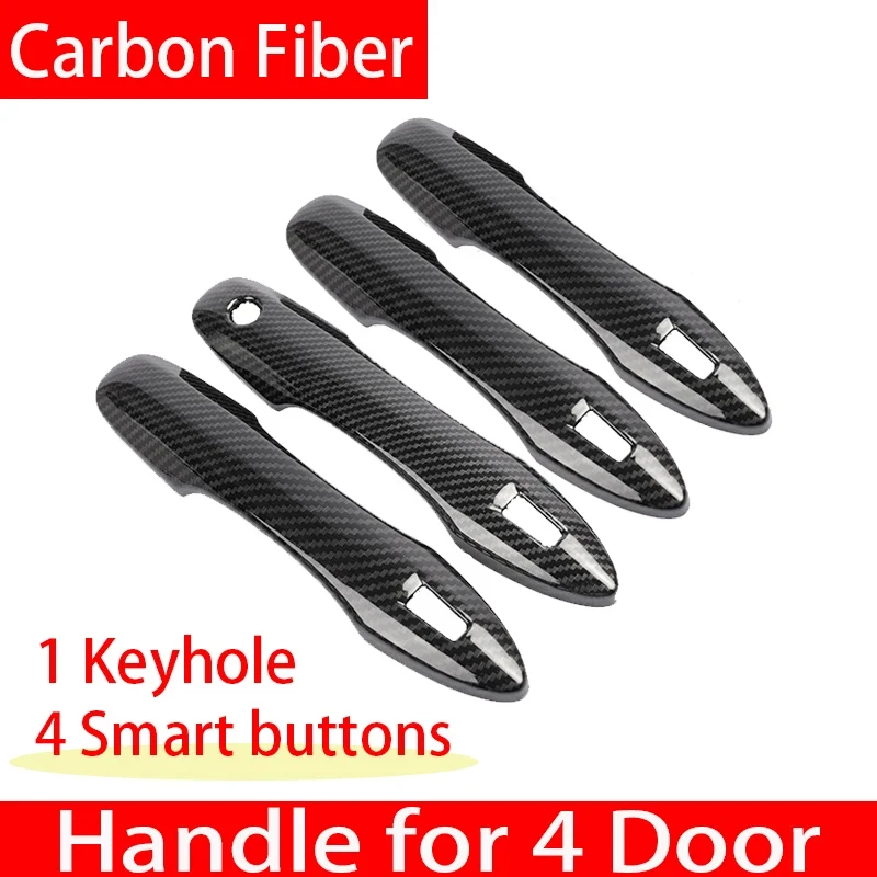 Luxurious Carbon Fiber Chrome Door Handle Cover Trim - Anti-Scratch Car Accessories