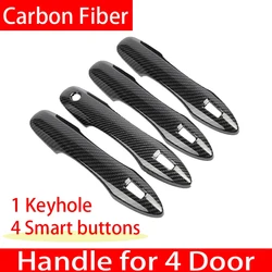 Luxurious Carbon Fiber Chrome Door Handle Cover Trim - Anti - Scratch Car Accessories (4 keyless Entry)