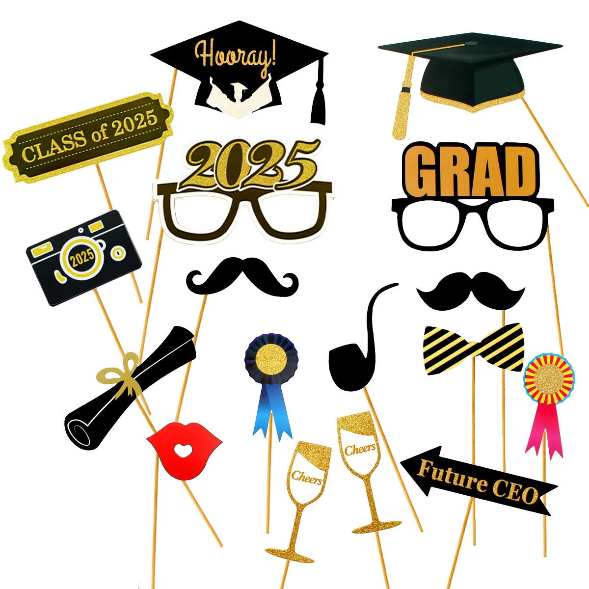 28pcs Paper Photo Booth Props Class of Graduation Party Decorations Photobooth Props Favors School Graduation Graduate party photo props