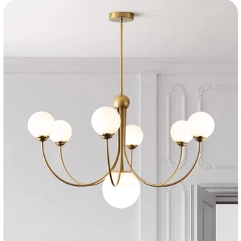 Lampada a Sospensione Rotonda Minimalista per Soggiorno Americano, Luce Calda per Camera da Letto Principale