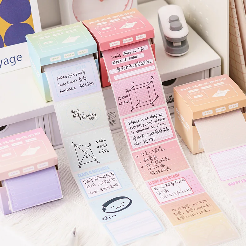 256 sheets 1 box pull-out sticky notes gradient color full adhesive sticky notes roll student simple tearable