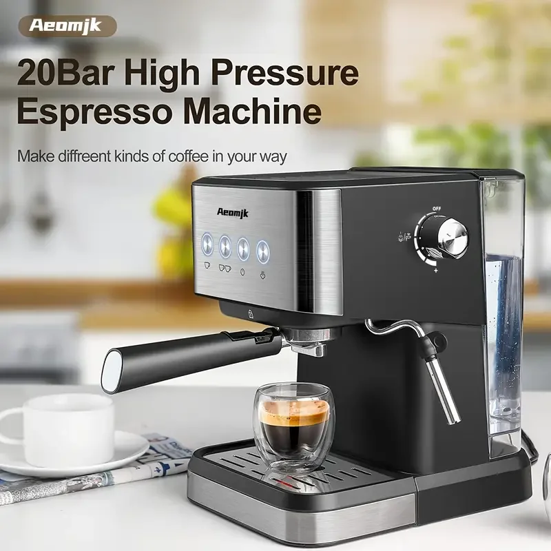 Aeomjk Semi-Automatic Espresso Machine 20 Bar, Professional Coffee Machine Cappuccino Latte Machine with Steam Milk Frother, Espresso Machine with 1.5L Detachable Water Tank 2