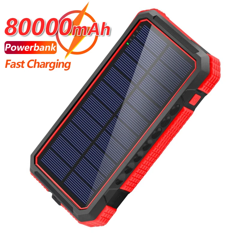 80000mAh Power Bank Waterproof Portable External Battery Solar Wireless Charging One-way Quick Charger for Xiaomi Iphone Samsung power bank