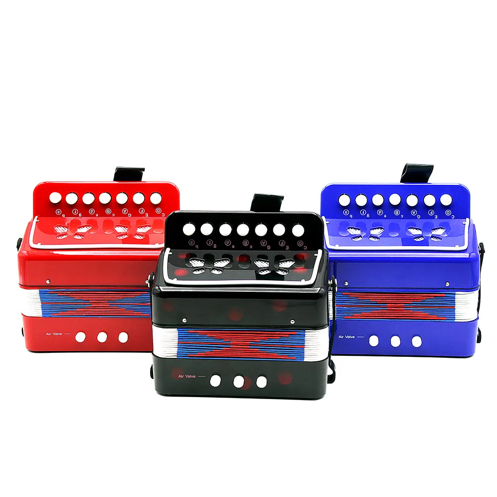 

High Quality 7-Key 2 Bass Accordion Mini Small Accordion Educational Musical Instrument Rhythm for Kids Blue