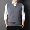 Men's Solid Color Sweater Vest Casual Fashion Warm Top for All Seasons Comfortable Breathable Layering Essential 5